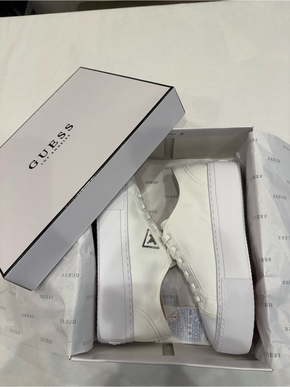Guess Women's Joezi Low-Top Flatform Sneaker Color White - Picture 11 of 11